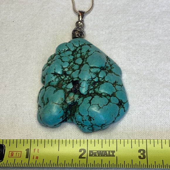 FINAL SALE PRICE Huge Turquoise and Silver Necklace - Picture 3 of 6